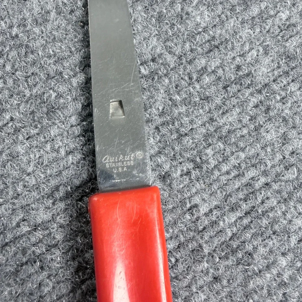 Vintage Quikut Stainless Steel Brownie Spatula Red Handle‎ Made in USA Kitchen